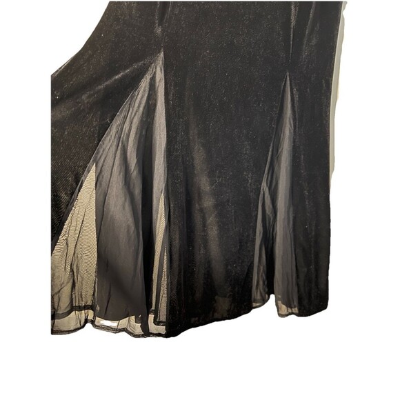 Ronnie Nicole Black Velvet Maxi Dress Mesh Panels Witchy Women 10‎ Whimsygoth - Picture 4 of 9